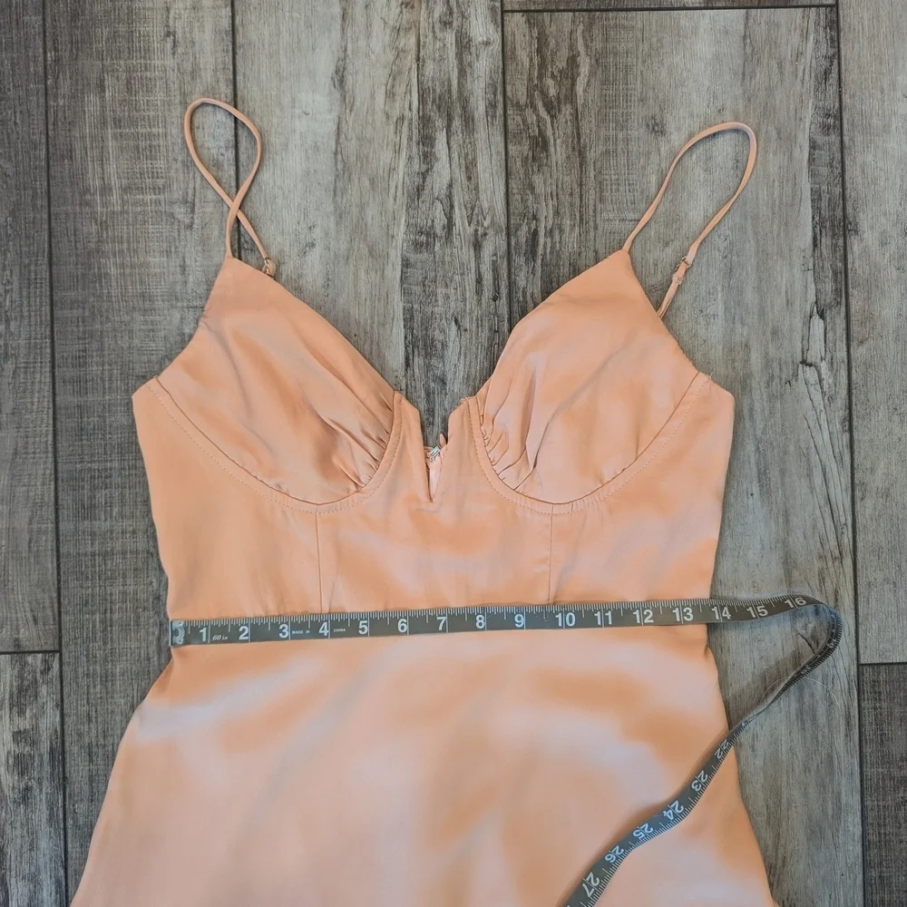 Here Comes The Sun Peach Sleeveless Spaghetti Strap Slip Dress Size Medium - Picture 10 of 11